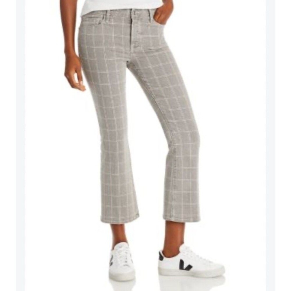 FRAME Le Crop Mini Boot Twill Pant size 32 in Oxford Plaid